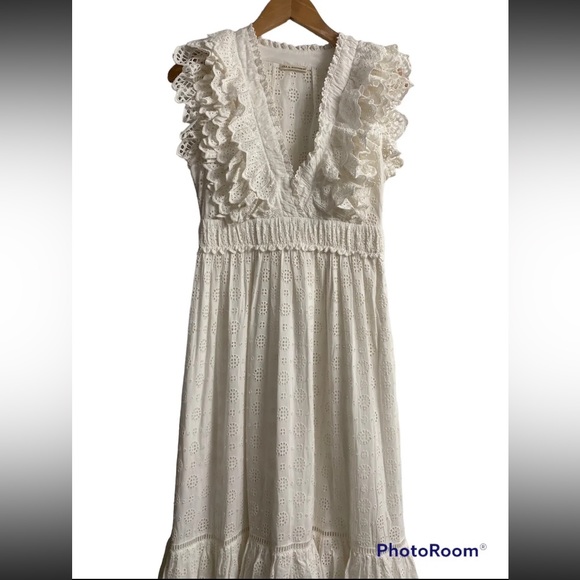 Ulla Johnson - Demna Dress in Pristine White Eyelet Maxi Size 2  GORGEOUS V-neck - Picture 5 of 12